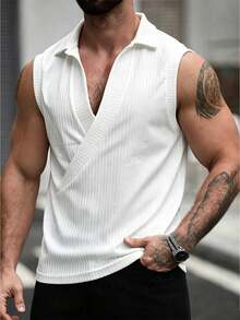 Manfinity Homme Áo tank top nam màu trắng dáng rộng, đa năng, có thể mặc trong hoặc ngoài, trang phục thường ngày năng động, phù hợp cho cả nam và nữ, làm quà tặng cho bạn trai/chồng hoặc làm áo đôi. - trắng - Xem 4