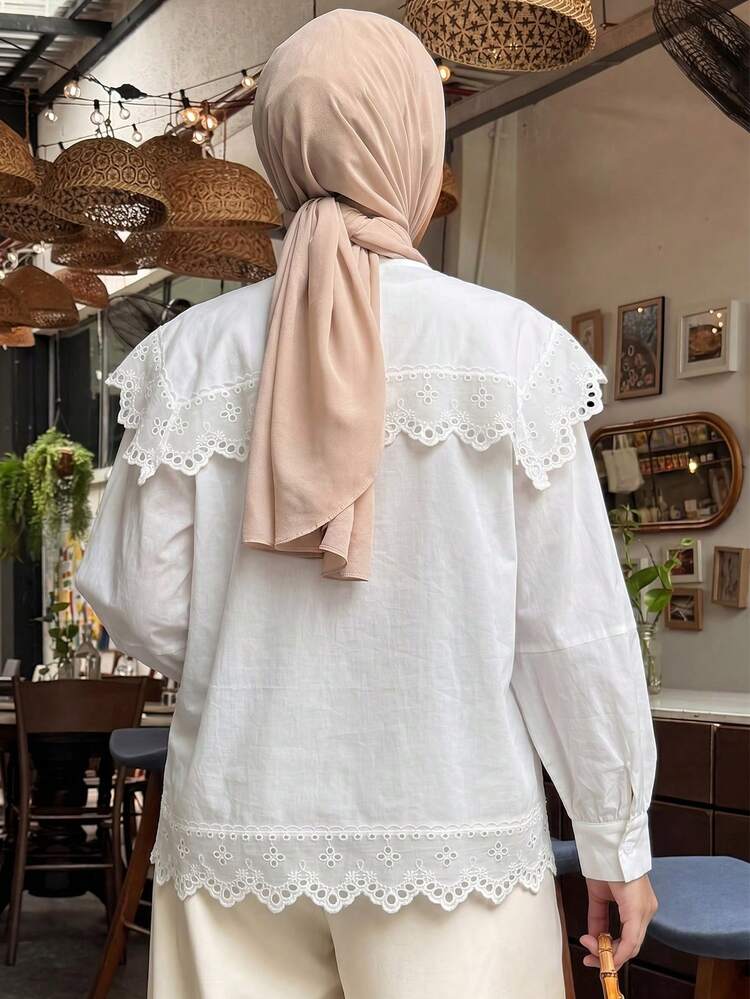 Women's Loose Casual Wide Lapel White Shirt, Spring & Summer