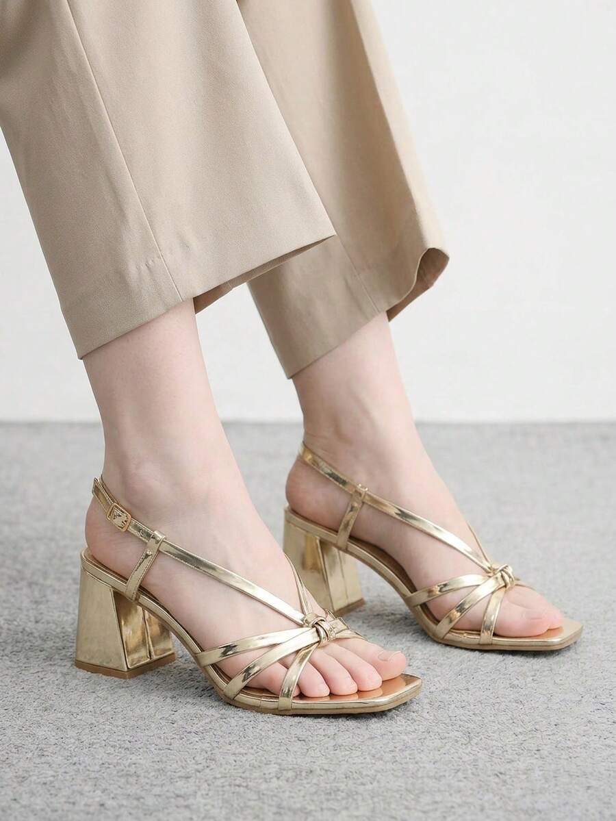 CUCCOO BIZCHIC Giày sandal cao gót thời trang nữ - Vàng - Xem 1