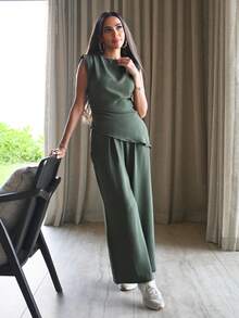 Alya Khalil Women Two Pieces Outfits For Daily Wear Summer - Green - View 2
