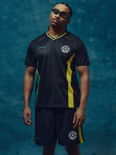 Musero V Neck Football Tshirt Side Stripe Spring/Summer Essentials Co Ord Shirt Only