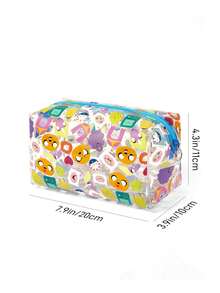 ADVENTURE TIME X SHEIN 1個大容量卡通角色圖案印花PVC材質化妝包，適合存放化妝品、文具、日常用品、數位產品，完美適用於通勤、上學、旅行，適合所有年齡層，特別是學生和粉絲，冒險，BOM - 彩色 - 查看 5
