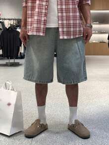 DAZY Pantalones cortos de mezclilla con cintura elástica y cordón, lavado azul desgastado, para verano - Azul - Ver 6