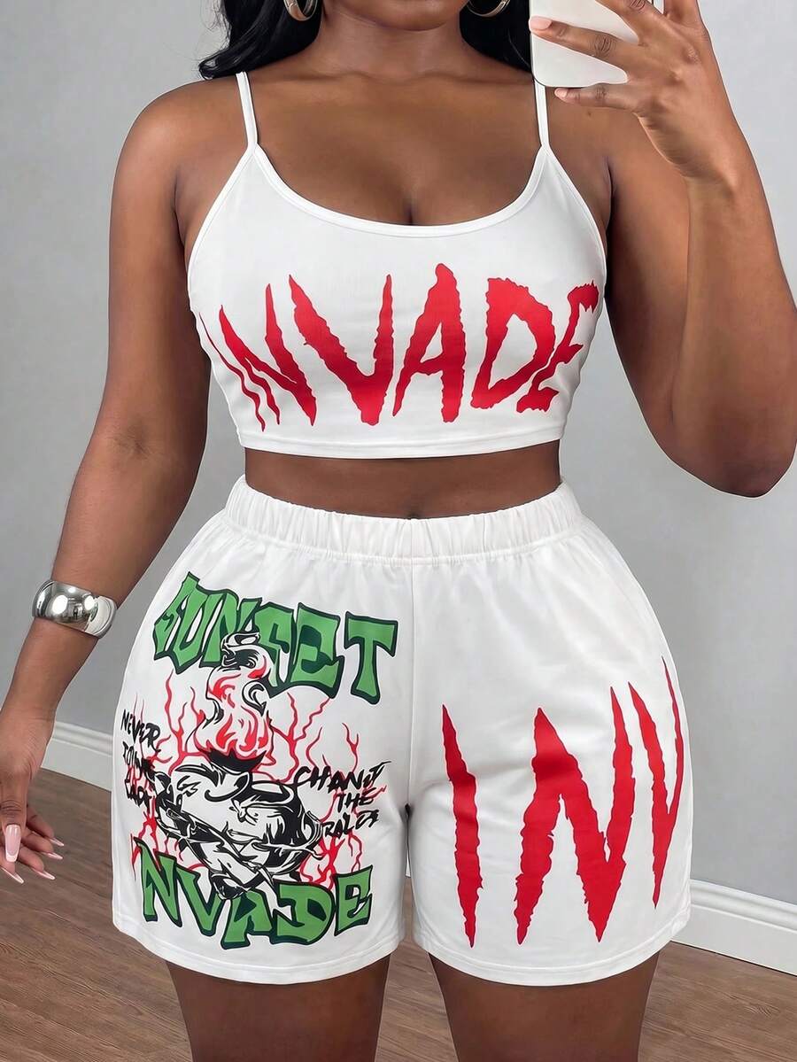 Slaydiva Quần tập yoga cạp cao dành cho nữ, họa tiết graffiti báo chí, quần legging nén tập luyện, phong cách đường phố thường ngày. - trắng - Xem 1