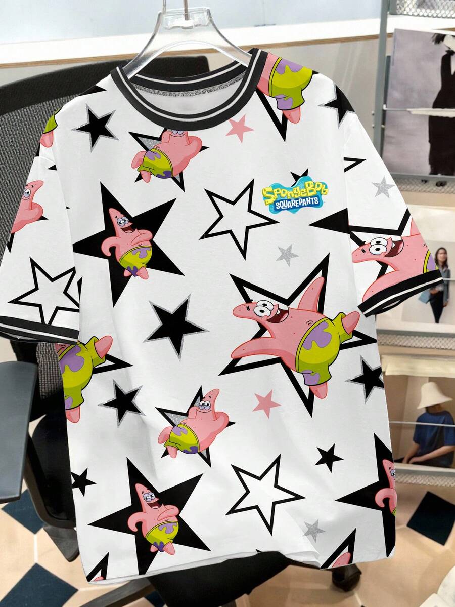 SpongeBob SquarePants | SHEIN Manfinity Joysei Men T-Shirts - White - View 1