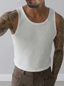 HUEFORM Áo tank top không tay dành cho nam, chất liệu vải dệt họa tiết, thích hợp để mặc ở nhà hoặc mặc nhiều lớp. - trắng - Xem 5