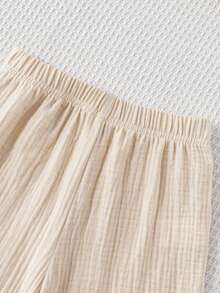 SHEIN Genkimix Kids Young Girl Solid Color Ruffle Top And Wide Leg Pants Casual 2 Pieces Set - Multicolor - View 3