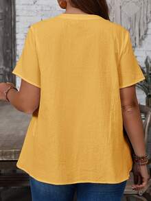 EMERY ROSE Camisa casual de talla grande de unicolor - Amarillo - Ver 2