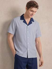 EverLounge Men's Striped Contrast Color Short Sleeve Shorts Pajama Set - Multicolor - View 4