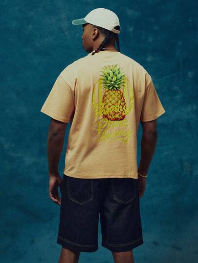 Musero Oversized Graphic Print Crew Neck Pinapple Style Short Sleeve Tshirt Spring Summer Essentials Holiday