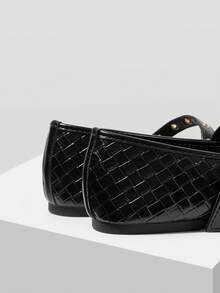 MOTF WOMEN'S BUCKLE RIVET INLAID BOW SIMPLE AND GENEROUS FLAT BOTTOM SUITABLE FOR DAILY COMMUTING LEISURE ROUND TOE SHOES - Black - View 7