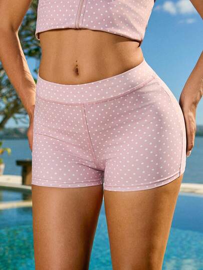 Fluxe Polka Dot Print Tight Fit Summer Sporty Shorts