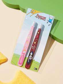 ADVENTURE TIME X SHEIN 两件套多功能高精度不锈钢眉镊，可爱实用的化妆美容工具套装，居家必备，斜口尖头和尖鼻夹，包含睫毛镊和脱毛镊，可用于去除面部毛发、内生毛发和碎片，也可作为假睫毛嫁接工具，冒险必备。 - 彩色 - 查看 2
