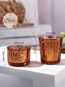 10个闪亮水银玻璃茶蜡烛台，底座稳固防滑，适用于标准茶蜡，优雅的灯光装饰，适用于婚礼餐桌、派对、万圣节和圣诞节家居装饰，是节日和活动的理想装饰品。 - A - 查看 2