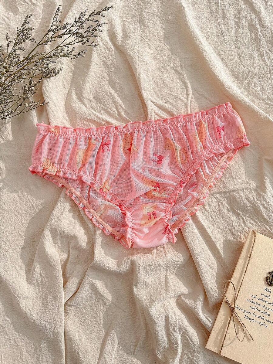 CottageSlumber Cute Cartoon Bow Print Panties - Pink - View 1