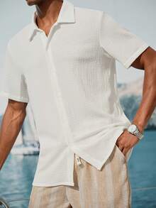 Manfinity RSRT Camisa de botones de corte holgado para hombre - Albaricoque - Ver 4
