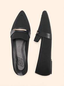 CUCCOO BASICS Women's Pointed Toe Metal Design Fashion Versatile Shoes - Black - View 3