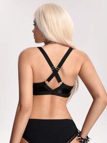 AltBold Women's PU Bra, Front Closure Bra For Ladies - Black - View 2