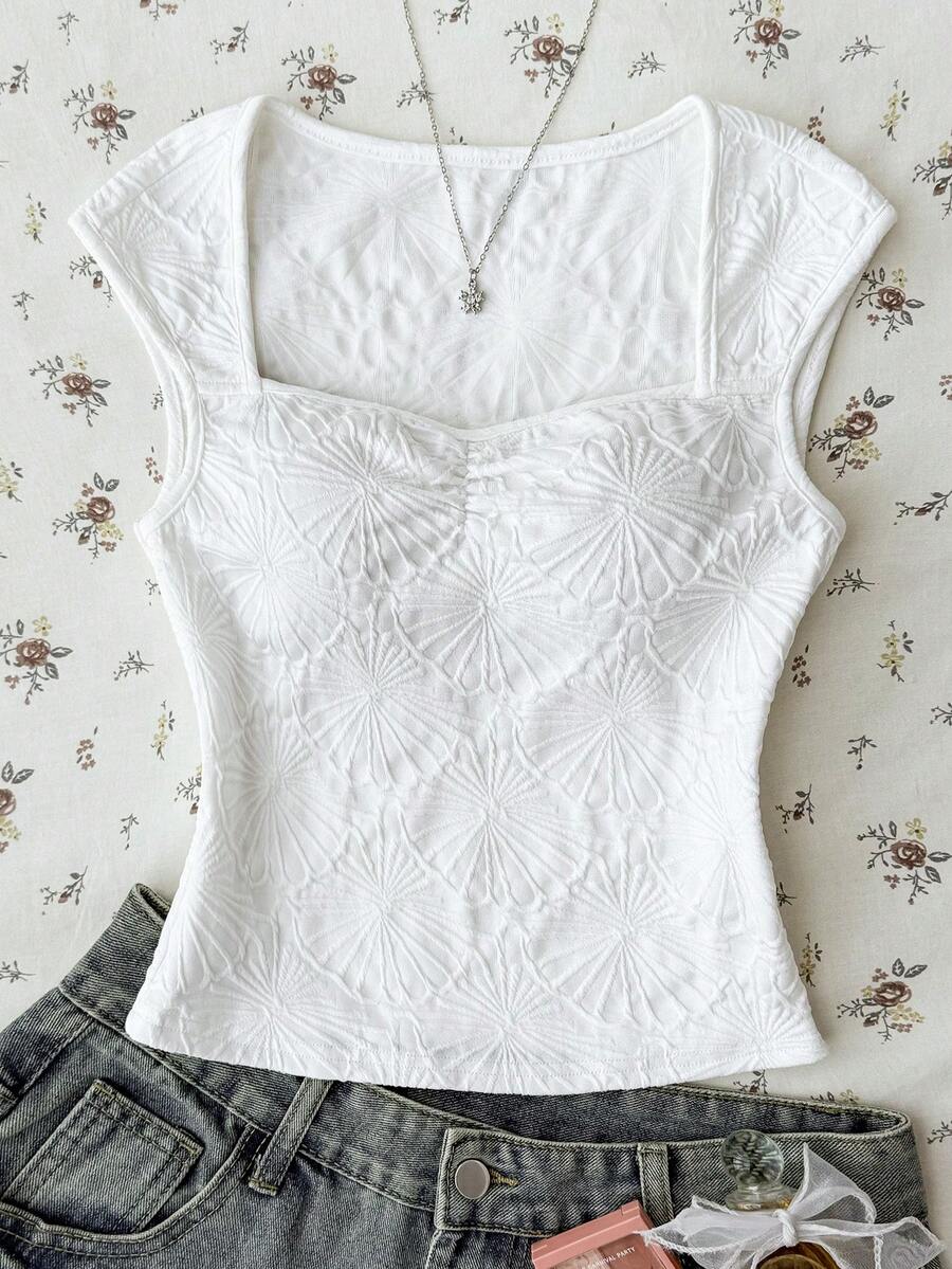 SHEIN Áo sơ mi nữ tuổi teen kẻ caro xanh trắng in hình quả anh đào, kiểu dáng thường ngày. - Xanh và trắng - Xem 1