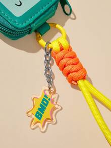 ADVENTURE TIME X SHEIN Bộ ví đựng tiền xu mini siêu nhỏ bằng polyester chủ đề hoạt hình phiêu lưu, túi móc khóa cầm tay dễ thương có dây đeo cổ tay & móc treo, túi lưu trữ nhỏ cho tiền xu & tai nghe, quà tặng hoàn hảo cho người hâm mộ hoạt hình - màu xanh lá - Xem 6
