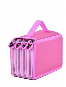 1pc Four-Layer High-Capacity Pencil Case With Durable Handle, Portable Office And Study Stationery Accessories Storage Pencil Case, Personalized Design Heart Pattern Zipper - A Must-Have School Supplies For Back-To-School Season - multicolor - View 16