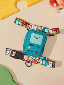 ADVENTURE TIME X SHEIN Set Harness dan Tali Hewan Peliharaan Motif Kartun, Termasuk Kalung dan Tas Penyimpanan Portabel, Panjang Harness Dapat Diatur, Tersedia Berbagai Ukuran, Cocok untuk Kucing dan Anjing, Adventure, BOM, Jake - MultiWarna - View 4
