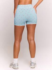 Musera Sport 樱桃印花无缝高腰塑形运动健身健身房可爱普拉提日常 - 淺藍色 - 查看 4