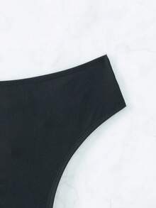 Swim SXY 女士夏季海滩纯色休闲比基尼泳裤 - 黑色 - 查看 4