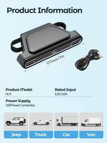Teckwe Car Mounted Electric Fan, Fixed Behind Front Seats, Suitable For Rear Seat Use - A - View 5