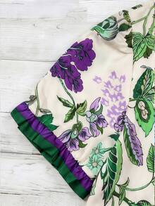 SHEIN CURVE+ Plus Size Woven Printed Casual Resort Summer Women's Shirt - Purple - View 5
