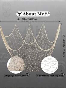 1pc 80 X 40 Inch Mediterranean Style Decorative Fishing Net, Natural Fishnet Party Decor, Suitable For Pirate, Hawaiian, Nautical Themed Parties, Back To School, Valentine's Day - multicolor - View 6