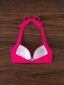 Voyashape Đồ bơi bikini buộc dây màu trơn cho nữ 2025 mùa hè - Đỏ - Xem 3