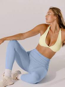 Aralina Quần legging thể thao cạp cao màu hồng pastel, kiểu dáng năng động, nâng mông. - Màu xanh lam - Xem 5