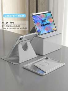 Rotating Case Compatible With IPad 5th/6th/7th/8th/9th/10th/11th Gen, Mini 6th/7th Gen, Air 1st/2nd/3rd/4th/5th/11-In.(M2)/11-In.(M3)/13-In.(M2)/13-In.(M3) Gen, Pro 12.9-In. (3rd/4th/5th/6th Generation) With Built-In Apple Pencil Holder, 360 Degree Rotation Protective Stand Cover Clear Back, Auto Wake/Sleep-Grey - Grey - View 29