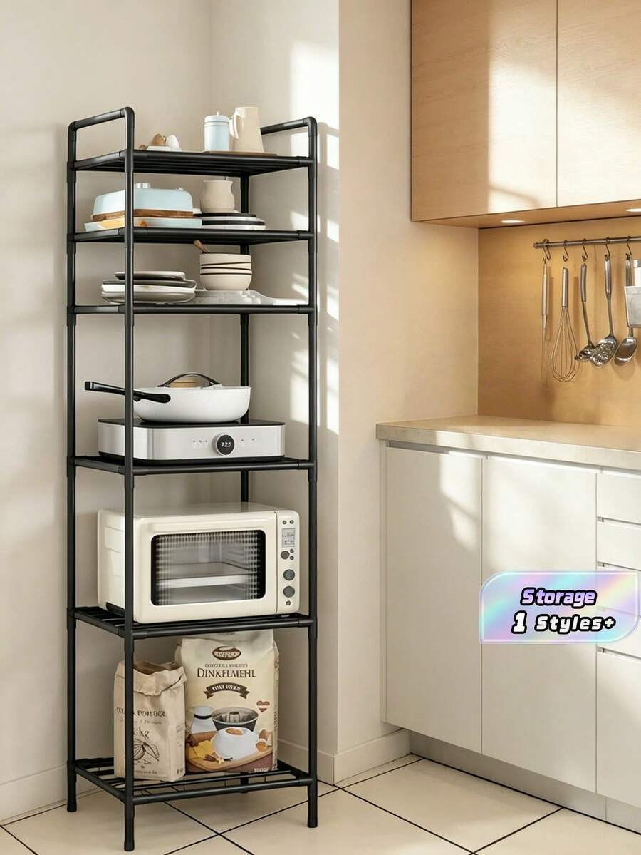 4 piezas Unidad de estantería de metal mejorada, estante de tocador de baño, organizador de almacenamiento de varios niveles de pie, adecuado para baño, cocina, oficina, estudio, sala de estar, regalo de vacaciones - Multicolor - Ver 1