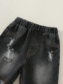 SHEIN 2件套男婴休闲可爱汽车图案针织背心和牛仔短裤套装，背心套装，牛仔套装，赛车套装 - 彩色 - 查看 6