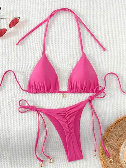 Swim Basics Bộ bikini màu trơn thích hợp cho kỳ nghỉ biển.