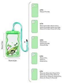 THE POWERPUFF GIRLS X SHEIN 1款卡通图案印花防水触屏透明水上运动手机包，适用于漂流、沙滩、游泳、划船、皮划艇、徒步旅行，可保护手机、相机、现金、护照、文件免受水、沙、雪、灰尘的侵害。图案包括爱心、花朵、泡泡、毛茛花。 - 綠色 - 查看 8
