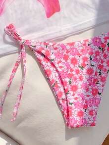 Elavelle Women's Random Print Halter Neck Bikini Set, Spring/Summer - Multicolor - View 7