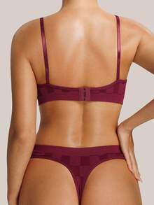 2pcs/Set Seamless Women Underwear Thong Set - Burgundy - View 2