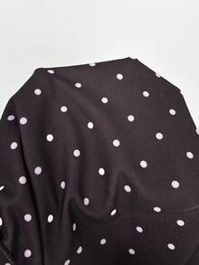 SHEIN EZwear 女士咖啡棕色波点印花修身裤 - 咖啡棕 - 查看 7