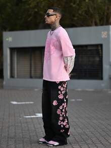 Devon Thys 男士街头风格流行 INS 搭配天使丘比特印花刺绣心形 T 恤，户外音乐节、夜总会酒吧、男朋友/丈夫礼物、周年纪念礼物、二合一 T 恤、粉色图案 T 恤、粉色街头服饰、粉色 Y2k 衬衫、2000 年代风格 - 彩色 - 查看 6