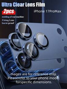 2PcsHigh Efinition Anti Scratch Drop Proof Shockproof Decorative Protective Blue Camera Lens Sticker For IPhone 11 12 13 14 15 16 16 Plus 16 Pro 16 Pro Max 17 17 Air 17 Pro 17 Pro Max Daily Use Phone Accessory - Blue - View 5