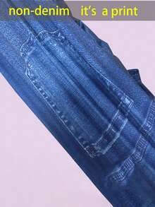 INAWLY Quần nữ dáng rộng in họa tiết, kiểu quần jeans, họa tiết Y2K, thoải mái, dáng suông với túi giả. - Nhiều màu - Xem 5