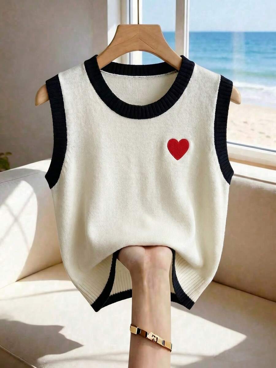 Franclia Áo len gile nữ kiểu Hàn Quốc ngọt ngào, nhẹ nhàng, thường ngày, dành cho mùa xuân/thu, hàng mới về. - trắng - Xem 1