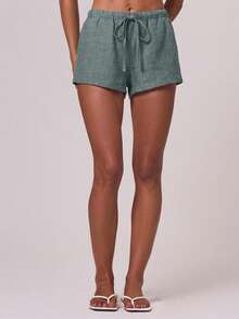MUSERA Women Shorts Vacation Holiday Airport Spring Summer Pants - Green - View 2
