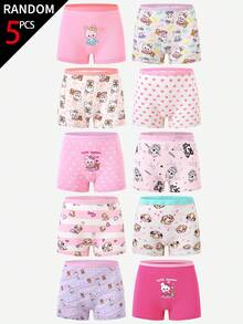 SHEIN 【5套随机】女童时尚内裤，采用柔软棉质面料，饰有可爱的卡通兔子图案、迷人的爱心图案和经典条纹设计，有可爱的粉色、白色和浅紫色可选。光滑亲肤的轻盈针织平角内裤，适合年轻女孩日常休闲穿着，四季皆宜。 - 彩色 - 查看 7