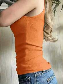 EMERY ROSE Sweet Lace Trim Camisole For Women - Orange - View 3