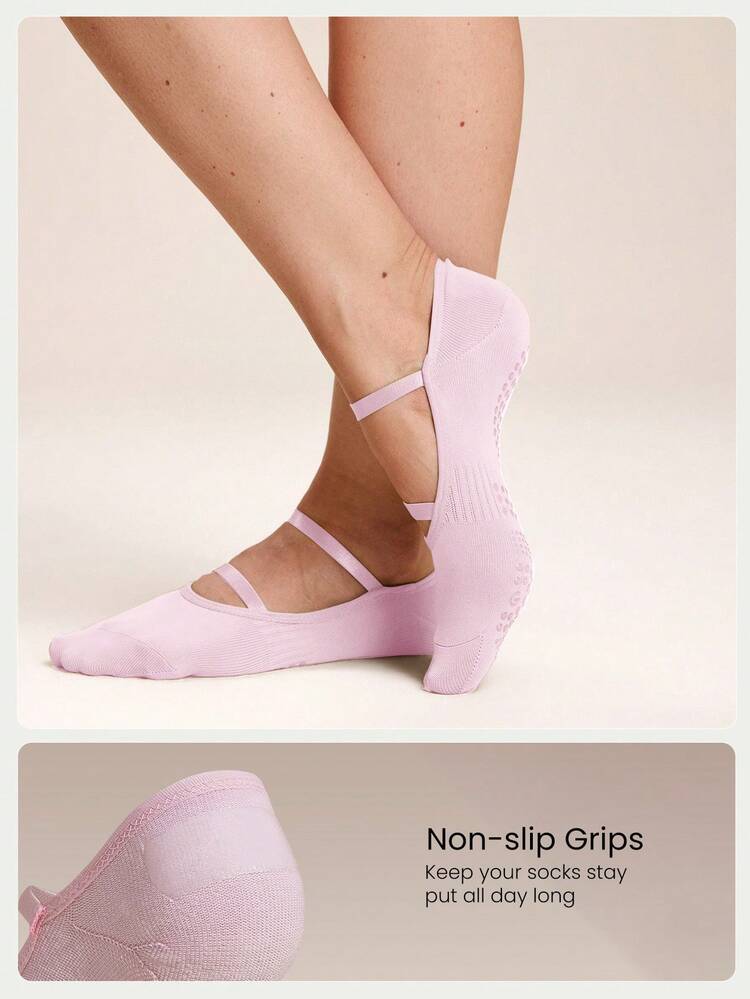 GLOWMODE 3 Pairs Yoga Pilates & Pilates Non-Slip Grip Socks With Seamless Toe Construction Yoga Pilates Daily