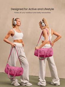 GLOWMODE Bolsa de lona con cremallera de gran capacidad de 16L máx., con correas duales para transporte, para uso diario, actividades y casual - Rosa Fucsia - Ver 2